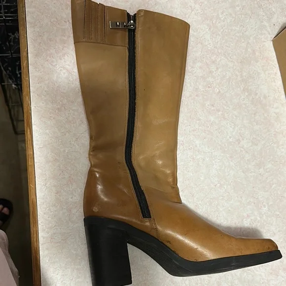 Tan Leather Women's Boots - Picture 3 of 4